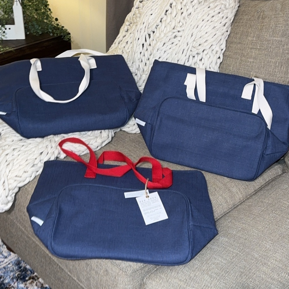 NWT RAE DUNN Large Summer Love Insulated Navy Tote Bag with Carry Handle - Picture 2 of 2